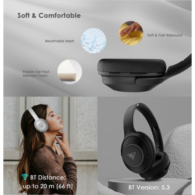 DOQAUS headphones FOCUS 5, ασύρματα & ενσύρματα, Φ40mm, 1000mAh, γκρι DOQAUS headphones FOCUS 5, ασύρματα & ενσύρματα, Φ40mm, 1000mAh, γκρι