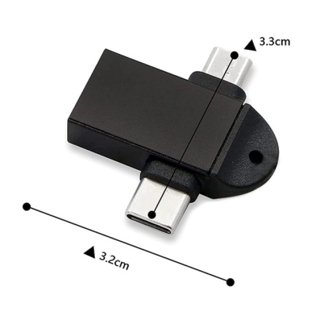 POWERTECH αντάπτορας USB σε USB-C & micro USB CAB-UC090, 5Gbps, μαύρος