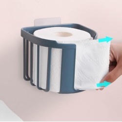 HOME USE επιτοίχια χαρτοθήκη μπάνιου HUH-0220 με αυτοκόλλητο, 11x14x13.5cm, μπλε