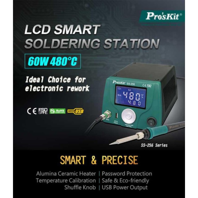 PROSKIT σταθμός συγκόλλησης SS-256B με κολλητήρι, 60W, 200~480 °C PROSKIT σταθμός συγκόλλησης SS-256B με κολλητήρι, 60W, 200~480 °C