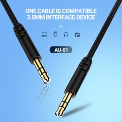 CELEBRAT καλώδιο ήχου 3.5mm AU-01, AUX, 1m, μαύρο