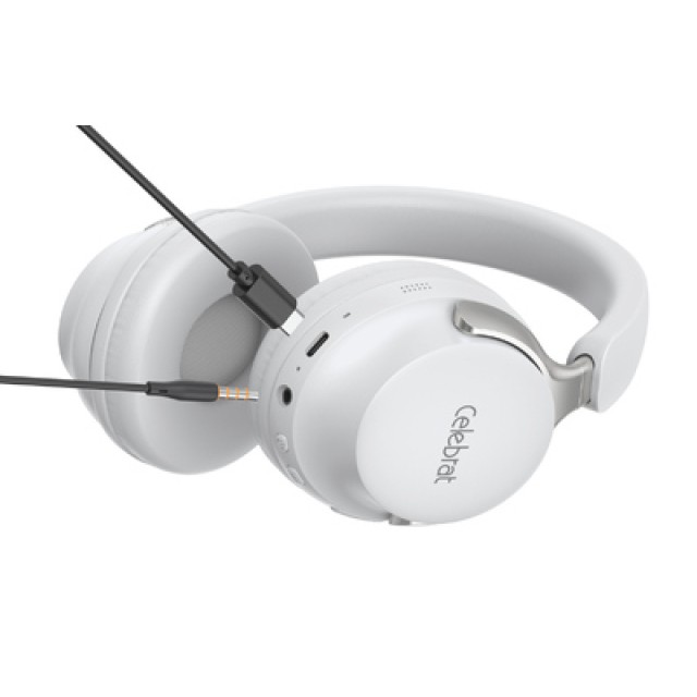 CELEBRAT headphones A40, ασύρματα & ενσύρματα, 40mm, 250mAh, λευκά CELEBRAT headphones A40, ασύρματα & ενσύρματα, 40mm, 250mAh, λευκά