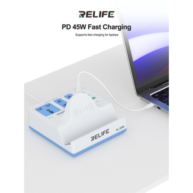 RELIFE σταθμός φόρτισης RL-309H, USB/3x USB-C/3x DC/wireless, 72W, λευκός RELIFE σταθμός φόρτισης RL-309H, USB/3x USB-C/3x DC/wireless, 72W, λευκός