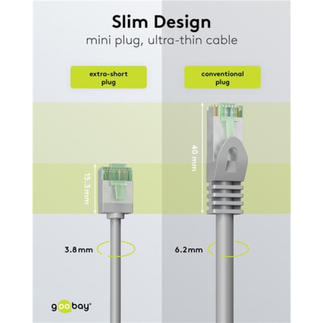 GOOBAY καλώδιο δικτύου 74343, CAT 8.1 U/FTP, slim, copper, 2000MHz, 0.15m, γκρι GOOBAY καλώδιο δικτύου 74343, CAT 8.1 U/FTP, slim, copper, 2000MHz, 0.15m, γκρι