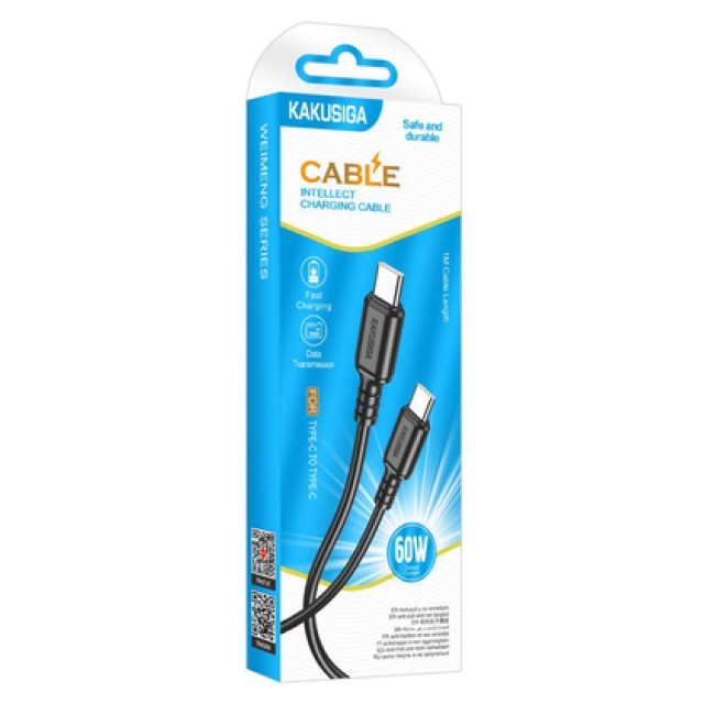 KAKUSIGA καλώδιο USB-C σε USB-C KSC-982, 60W, 480Mbps, 1m, μαύρο