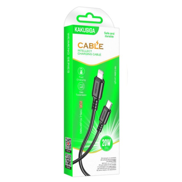 KAKUSIGA καλώδιο Lightning σε USB-C KSC-982, 20W, 480Mbps, 1m, μαύρο