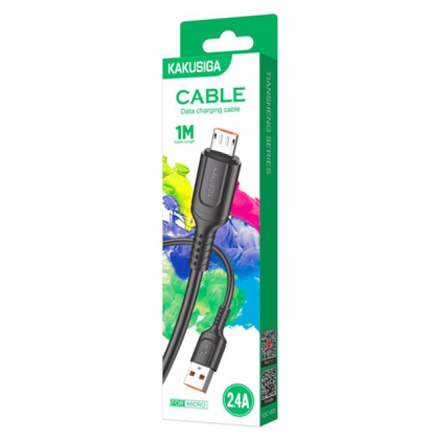 KAKUSIGA καλώδιο micro USB σε USB KSC-805, 12W, 480Mbps, 1m, μαύρο