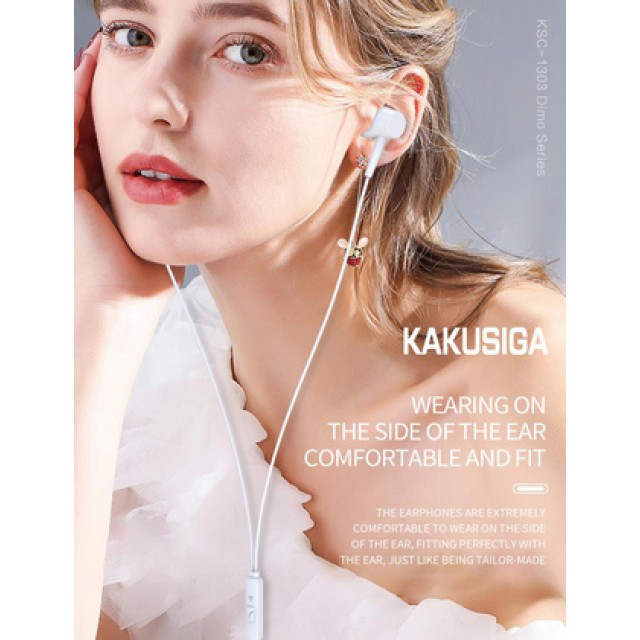 KAKUSIGA earphones με μικρόφωνο KSC-1303, 3.5mm σύνδεση, 10mm, 1.1m, μαύρα