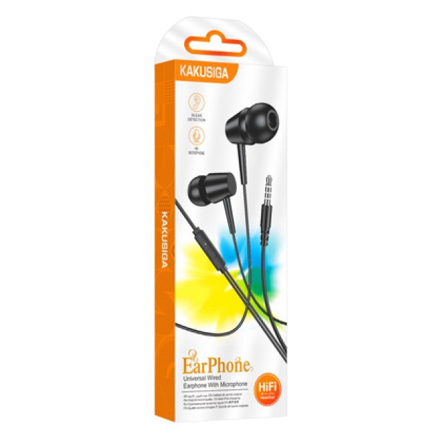 KAKUSIGA earphones με μικρόφωνο KSC-1303, 3.5mm σύνδεση, 10mm, 1.1m, μαύρα