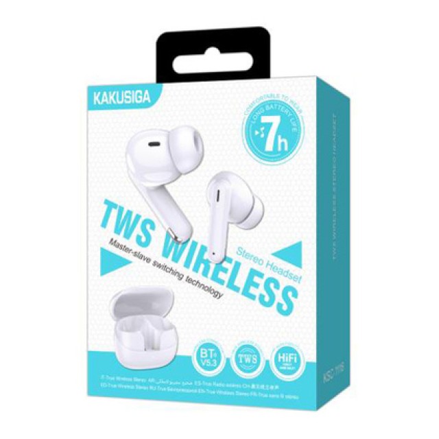 KAKUSIGA earphones με θήκη φόρτισης KSC-1116, True Wireless, 13mm, 40/320mAh, λευκά KAKUSIGA earphones με θήκη φόρτισης KSC-1116, True Wireless, 13mm, 40/320mAh, λευκά