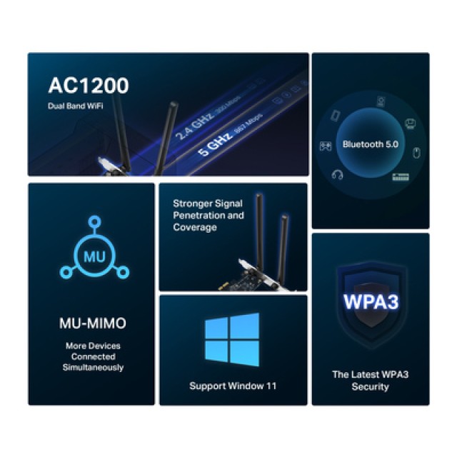 MERCUSYS κάρτα δικτύου WiFi & Bluetooth MA30E, AC1200, PCIe, Ver 1.0 MERCUSYS κάρτα δικτύου WiFi & Bluetooth MA30E, AC1200, PCIe, Ver 1.0