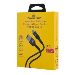POWERTECH καλώδιο USB-C σε USB PTR-0161, σιλικόνης, 60W, 480Mbps, 1m, μαύρο