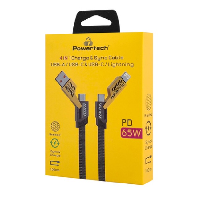 POWERTECH καλώδιο USB-C/USB σε USB-C/Lightning PTR-0164, 65W, 480Mbps, 1m, μαύρο POWERTECH καλώδιο USB-C/USB σε USB-C/Lightning PTR-0164, 65W, 480Mbps, 1m, μαύρο