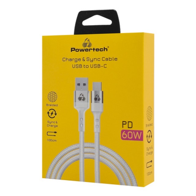 POWERTECH καλώδιο USB-C σε USB PTR-0160, 60W, 480Mbps, 1m, λευκό