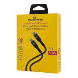 POWERTECH καλώδιο USB-C PTR-0163, σιλικόνης, 60W, 480Mbps, 1m, μαύρο