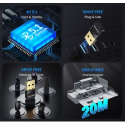 USAMS USB αντάπτορας Bluetooth 5.1 ZB321, μαύρος