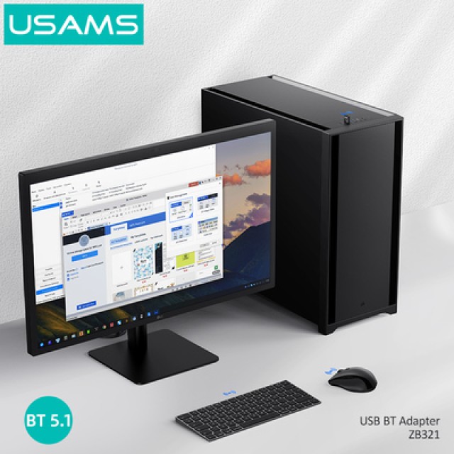 USAMS USB αντάπτορας Bluetooth 5.1 ZB321, μαύρος USAMS USB αντάπτορας Bluetooth 5.1 ZB321, μαύρος