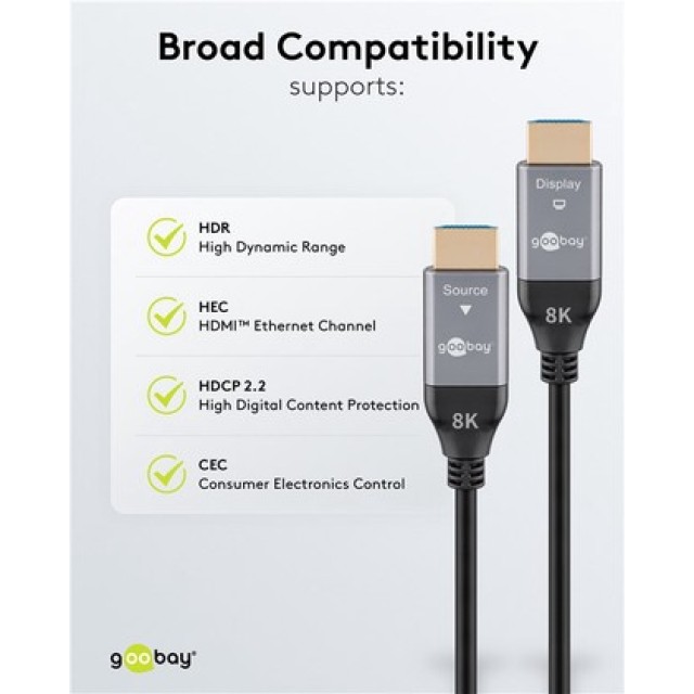 GOOBAY καλώδιο HDMI 2.1 76277 με Ethernet, 8K/60Hz, 48 Gbps, 40m, μαύρο