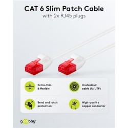 GOOBAY καλώδιο δικτύου 71550, CAT 6 U/UTP, slim, copper, 250MHz, 0.25m, λευκό
