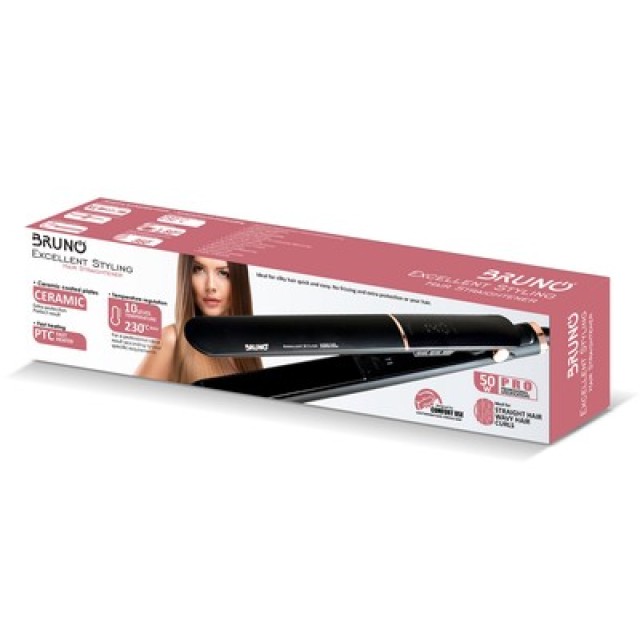 BRUNO BRN-0219 Ισιωτική πρέσα μαλλιών με κεραμικές πλάκες, 50W, ψηφιακή ένδειξη, black-copper BRUNO BRN-0219 Ισιωτική πρέσα μαλλιών με κεραμικές πλάκες, 50W, ψηφιακή ένδειξη, black-copper