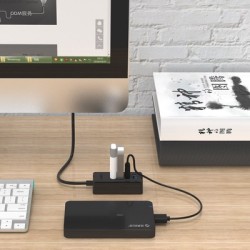 ORICO USB hub W5P-U3, 4x θυρών, USB 3.0, 5Gbps, USB σύνδεση, 1m καλώδιο, μαύρο