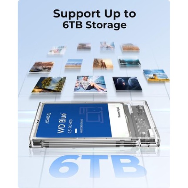 ORICO θήκη για 2.5" SATA HDD/SSD 2139U3, 5Gbps, διάφανη ORICO θήκη για 2.5" SATA HDD/SSD 2139U3, 5Gbps, διάφανη