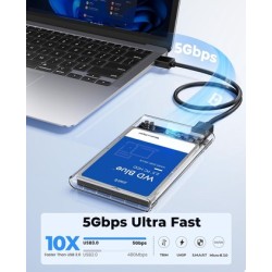 ORICO θήκη για 2.5" SATA HDD/SSD 2139U3, 5Gbps, διάφανη