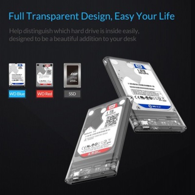 ORICO θήκη για 2.5" SATA HDD/SSD 2139C3, 5Gbps, διάφανη ORICO θήκη για 2.5" SATA HDD/SSD 2139C3, 5Gbps, διάφανη