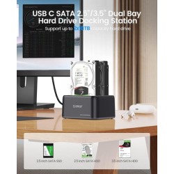 ORICO docking station για 2.5" ή 3.5" SATA HDD/SSD 6829C3-V1, 2 θέσεων, 5Gbps, μαύρο