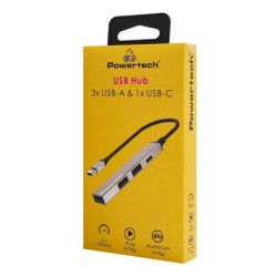 POWERTECH USB hub PT-1413, 4x θυρών, USB 3.2, 5Gbps, USB σύνδεση, γκρι POWERTECH USB hub PT-1413, 4x θυρών, USB 3.2, 5Gbps, USB σύνδεση, γκρι