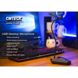 CMTECK επιτραπέζιο μικρόφωνο G006Plus με εύκαμπτο βραχίονα, omnidirectional, USB, μαύρο