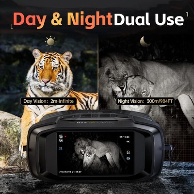 FNIRSI ψηφιακά κιάλια NVS-40 με νυχτερινή όραση, 6x zoom, 4K/36MP, μαύρα