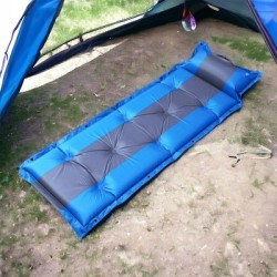 HOME USE αυτοφούσκωτο στρώμα HUH-0237 με μαξιλάρι, μονό, 192x60x3cm, μπλε/γκρι