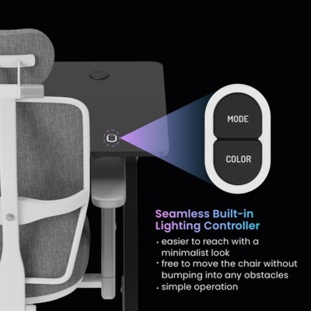 BRATECK gaming γραφείο GMD14-1 με RGB φωτισμό, 120x60x75cm, μαύρο