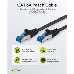 GOOBAY καλώδιο δικτύου 93820, CAT 6A S/FTP, 500MHz, Copper, 5m, μαύρο