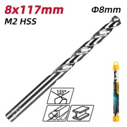 DELI τρυπάνι DL16080G για μέταλλο, M2 HSS, 8x117mm