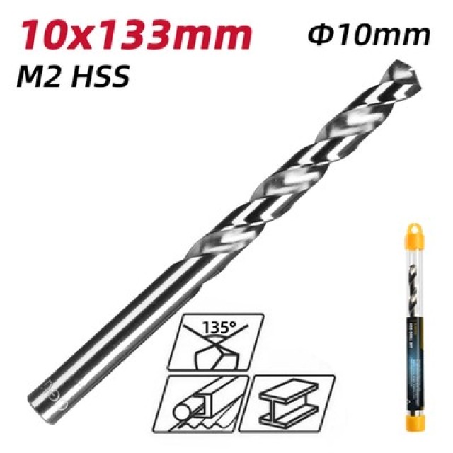 DELI τρυπάνι DL16100G για μέταλλο, M2 HSS, 10x133mm