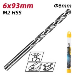 DELI τρυπάνι DL16060G για μέταλλο, M2 HSS, 6x93mm