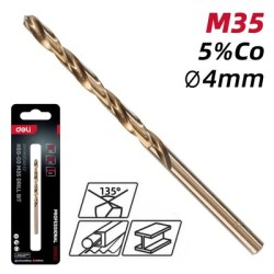 DELI τρυπάνι DH-MHZ040-E2 για μέταλλο, M35 HSS 5% κοβαλτίου, DIN 388, 4x75mm