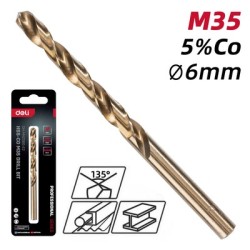 DELI τρυπάνι DH-MHZ060-E2 για μέταλλο, M35 HSS 5% κοβαλτίου, DIN 388, 6x93mm
