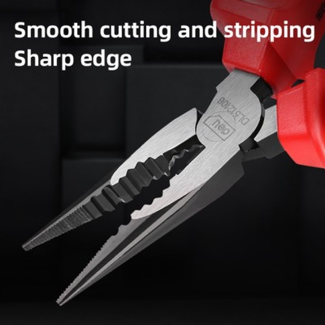 DELI μυτοτσίμπιδο ίσιο ηλεκτρολόγου DL512106 με αντιολισθητικές λαβές, VDE 1000V, 160mm