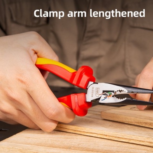 DELI μυτοτσίμπιδο ίσιο ηλεκτρολόγου DL512108 με αντιολισθητικές λαβές, VDE 1000V, 200mm