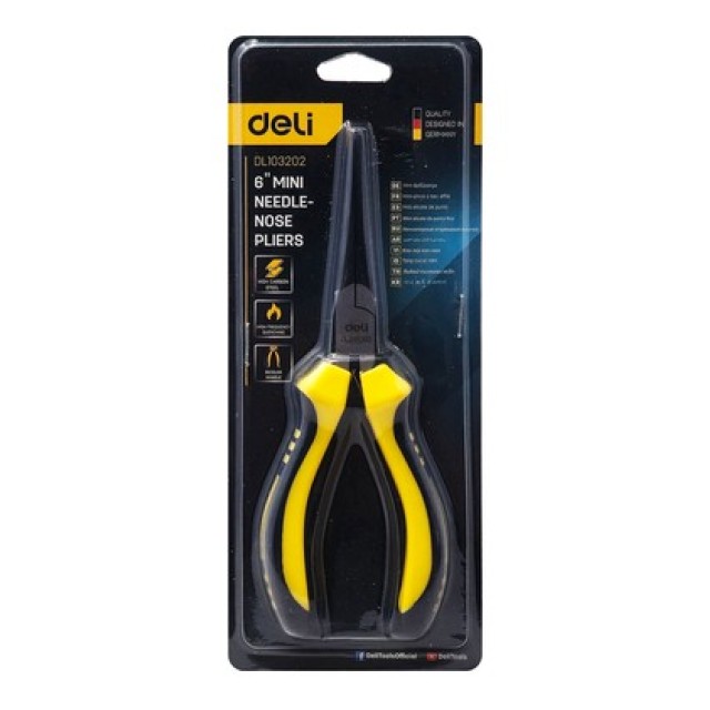 DELI μυτοτσίμπιδο ίσιο DL103202 με αντιολισθητικές λαβές, 150mm