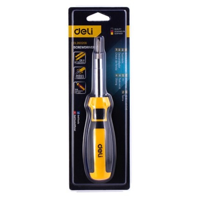 DELI κατσαβίδι DL260206 με εναλλασσόμενες μύτες, μαγνητικό, 4τμχ DELI κατσαβίδι DL260206 με εναλλασσόμενες μύτες, μαγνητικό, 4τμχ