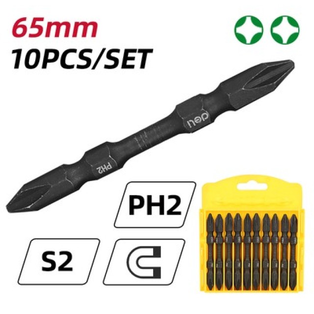 DELI σετ μύτες κατσαβιδιού DL252202 για δραπανοκατσάβιδο διπλή κεφαλή, σταυρωτές, PH2x65mm, 10τμχ DELI σετ μύτες κατσαβιδιού DL252202 για δραπανοκατσάβιδο διπλή κεφαλή, σταυρωτές, PH2x65mm, 10τμχ