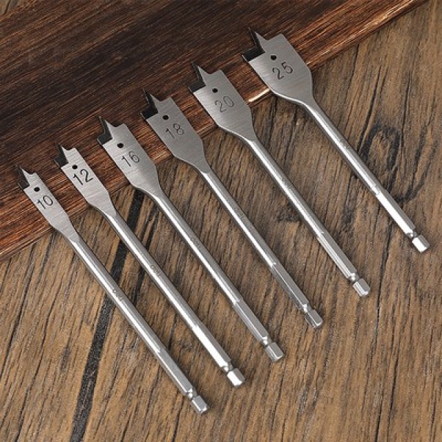 DELI σετ τρυπάνια φτερού DH-MBZ006-ED1 για ξύλο, χάλυβας άνθρακα, 10/12/16/18/20/25mm, εξάγωνο, 6τμχ DELI σετ τρυπάνια φτερού DH-MBZ006-ED1 για ξύλο, χάλυβας άνθρακα, 10/12/16/18/20/25mm, εξάγωνο, 6τμχ