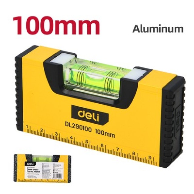 DELI αλφάδι DL290100 με 1 μάτι & κλίμακα, αλουμινίου, 10cm