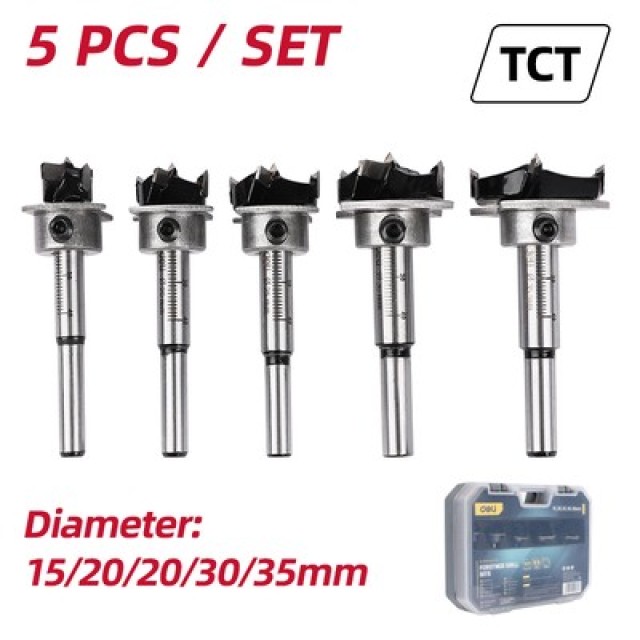 DELI σετ τρυπάνια μεντεσέ DH-MKK005-ED1 για ξύλο/πλαστικό, TCT λεπίδα, 15-35mm, 5τμχ DELI σετ τρυπάνια μεντεσέ DH-MKK005-ED1 για ξύλο/πλαστικό, TCT λεπίδα, 15-35mm, 5τμχ