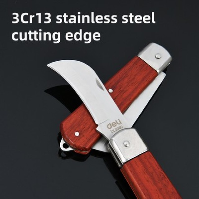 DELI σουγιάς DL0060 με ξύλινη λαβή, πτυσσόμενος, 200mm, καφέ DELI σουγιάς DL0060 με ξύλινη λαβή, πτυσσόμενος, 200mm, καφέ