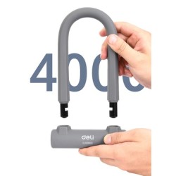 DELI κλειδαριά πέταλο ποδηλάτου με κλειδί DL508102, 126x196mm, γκρι